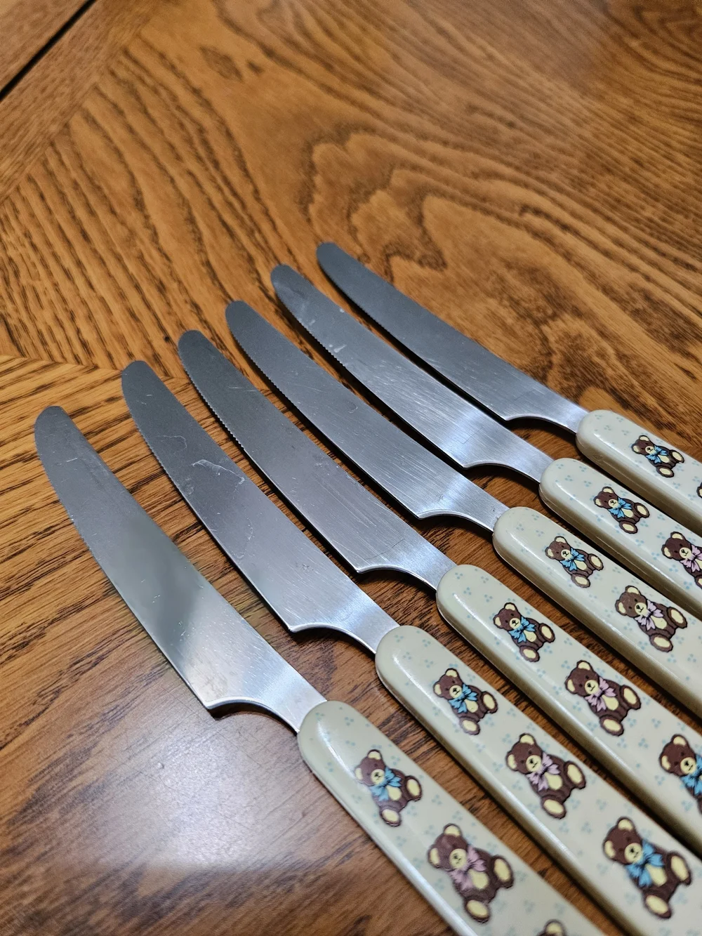 Vintage 80s Set of 6 Tienshan Country Bear Theodore Knives Grandma Cottagecore